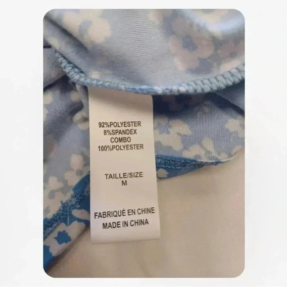 Suzy Shier Blue  Floral Short Sleeve Top Size Medium - Picture 5 of 7